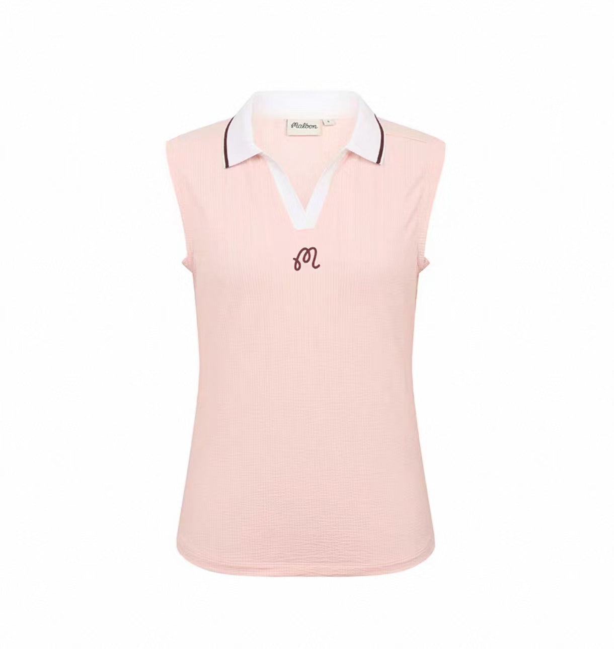 Malbon women's Slim Fit Collared V-Neck Golf Vest in Pink, front view