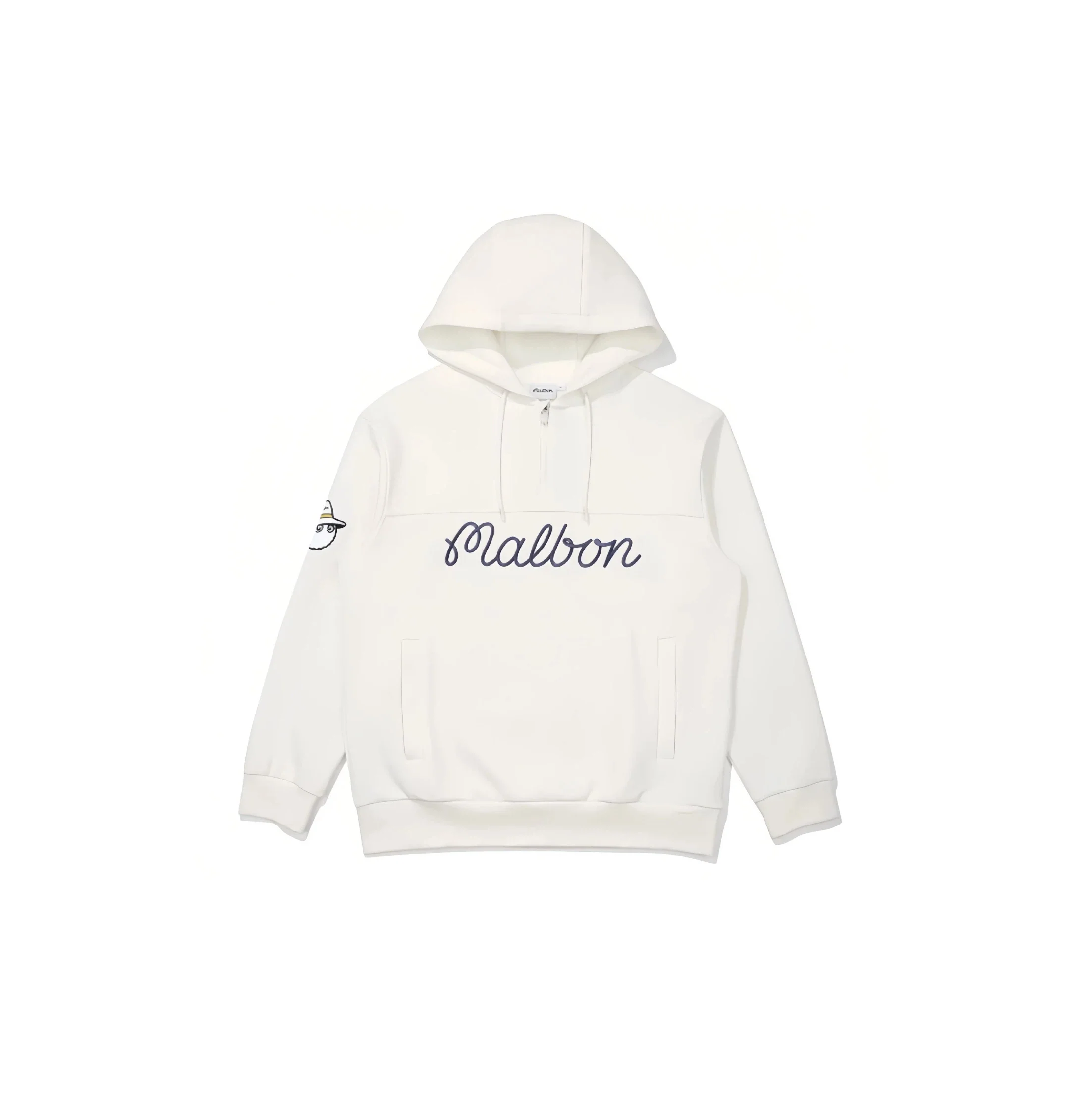 Malbon Men Golf Hoodie Half Zip Casual Sport Jacket White front view