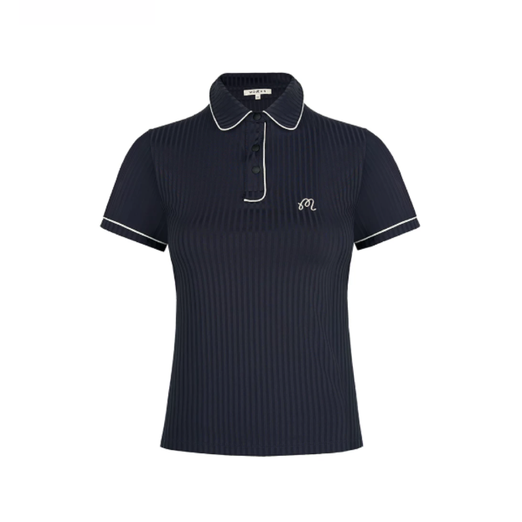 Malbon Anna Polo Black women's golf polo front view