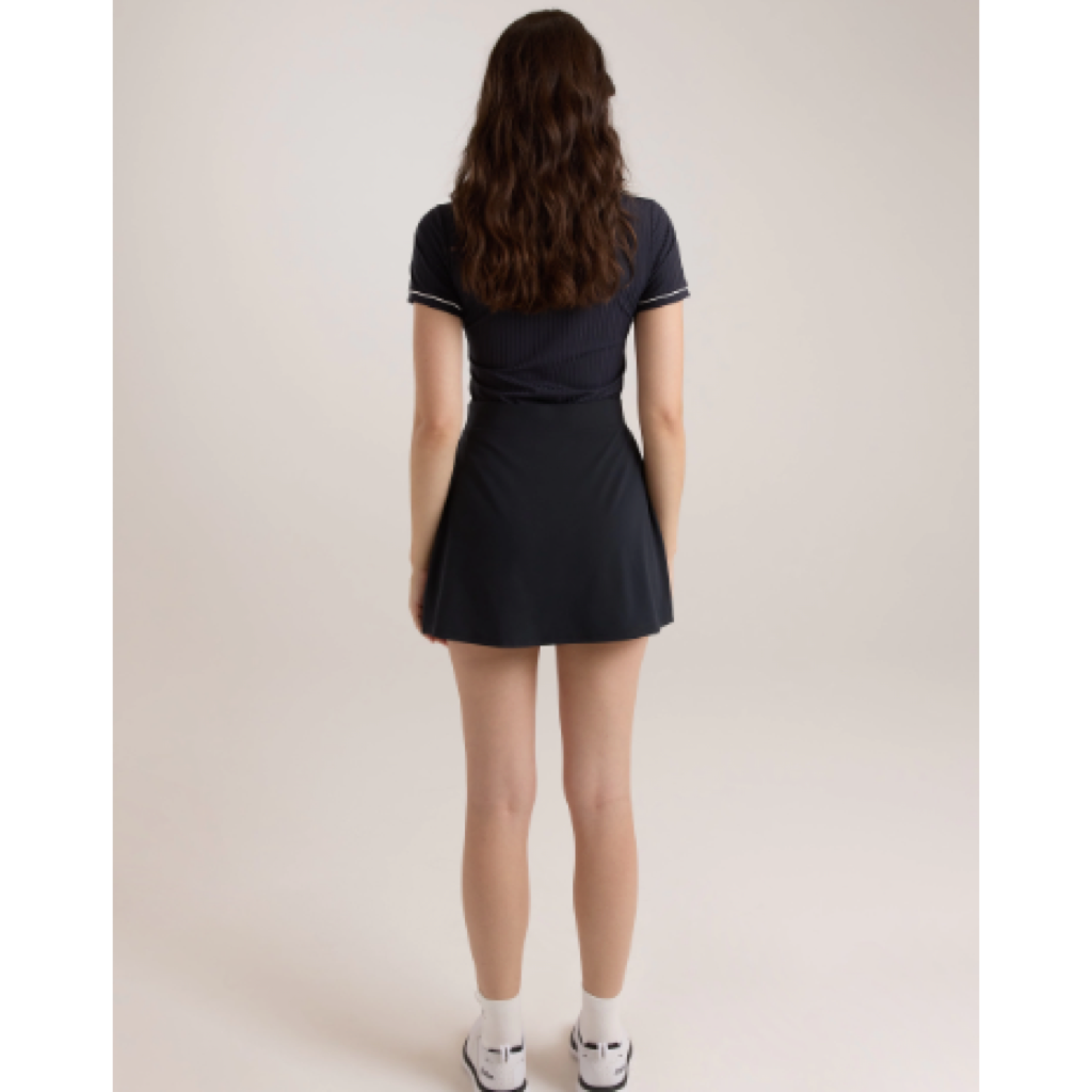 Malbon Anna Polo Black women's golf polo logo and fabric detail