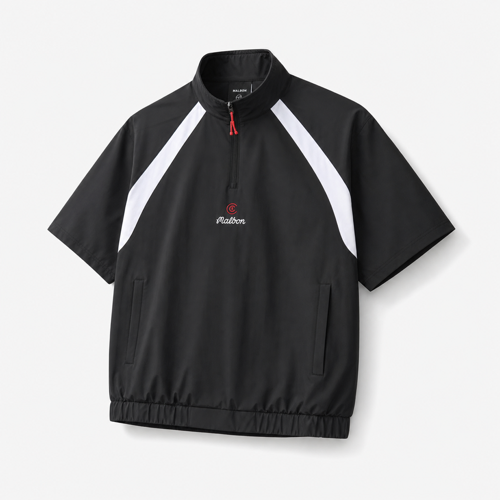 Malbon CLOT Windshirt Black golf windshirt front view