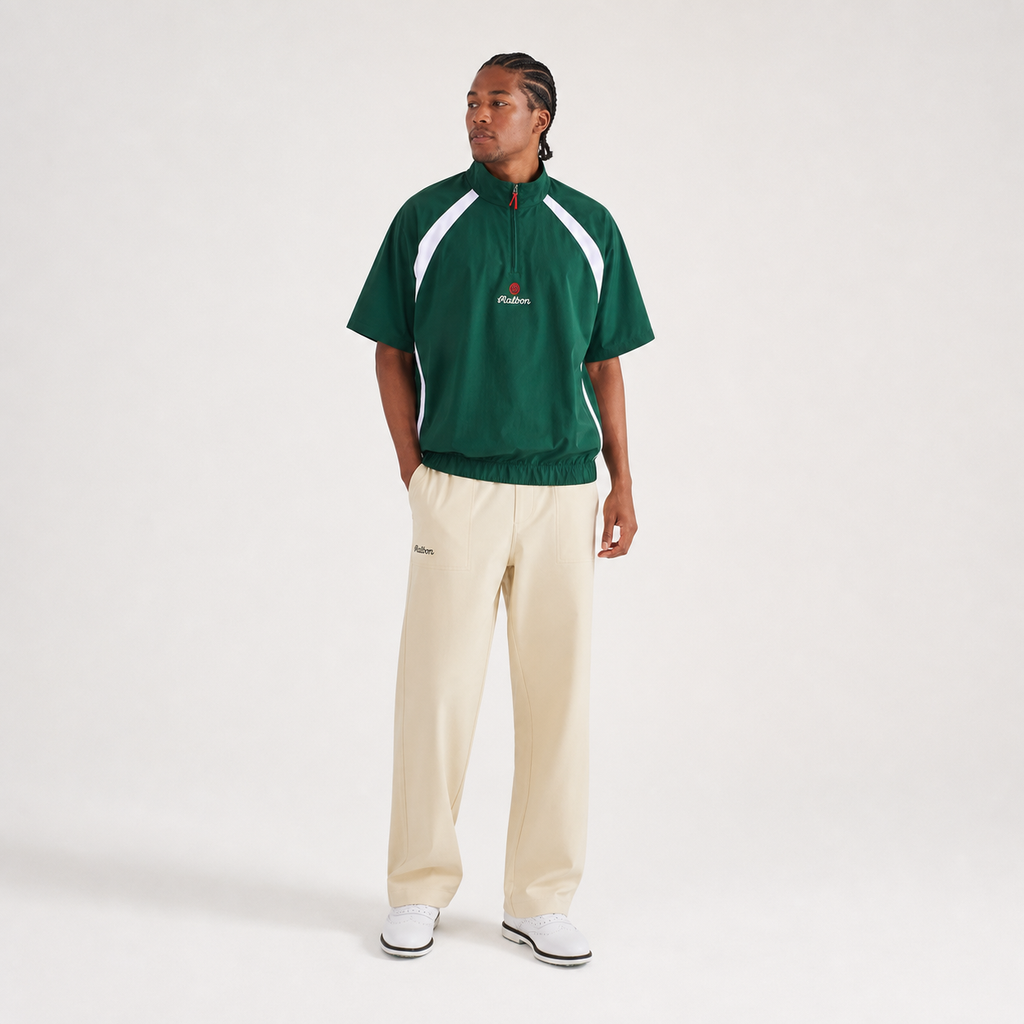 Malbon CLOT Windshirt Green golf windshirt back view