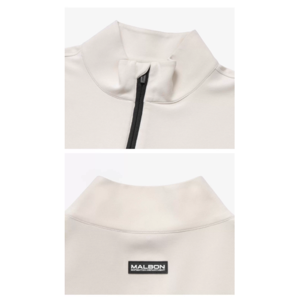 Malbon Contrast Quarter Zip Pullover White quarter zip golf pullover detail view