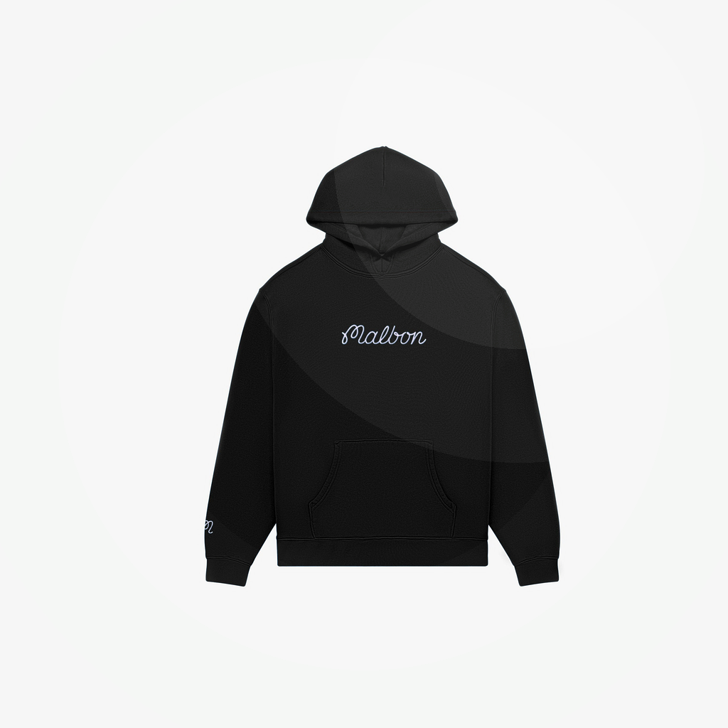 Malbon Fesque Hoodie Black golf apparel back flat lay