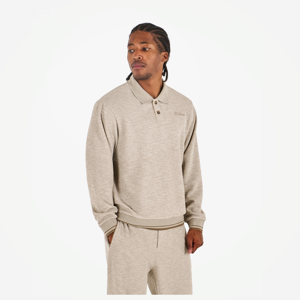 Malbon Studio Seoul Polo Sweatshirt Beige golf apparel worn front view