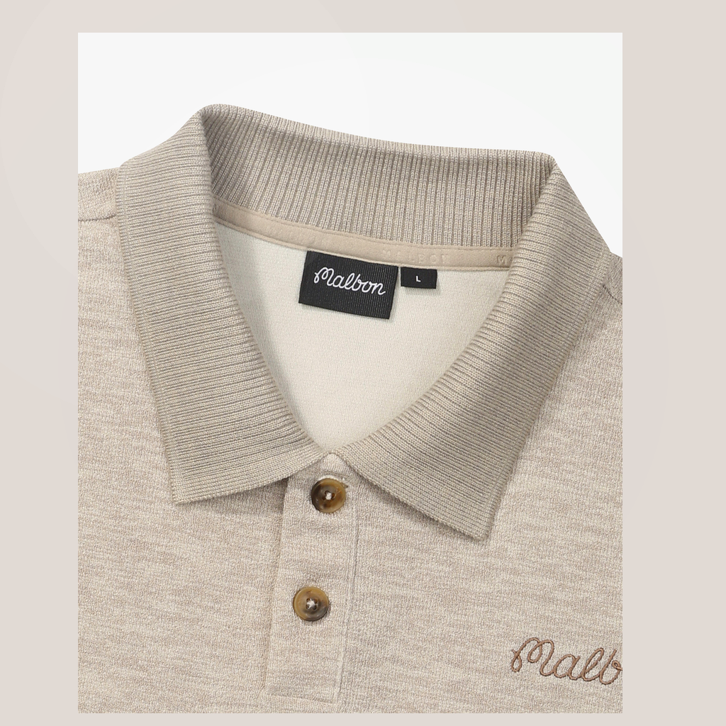 Malbon Studio Seoul Polo Sweatshirt Beige golf apparel collar and chest detail
