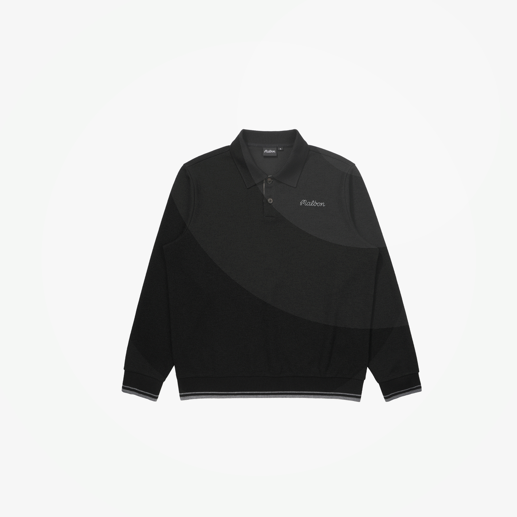 Malbon Studio Seoul Polo Sweatshirt Black golf apparel front view