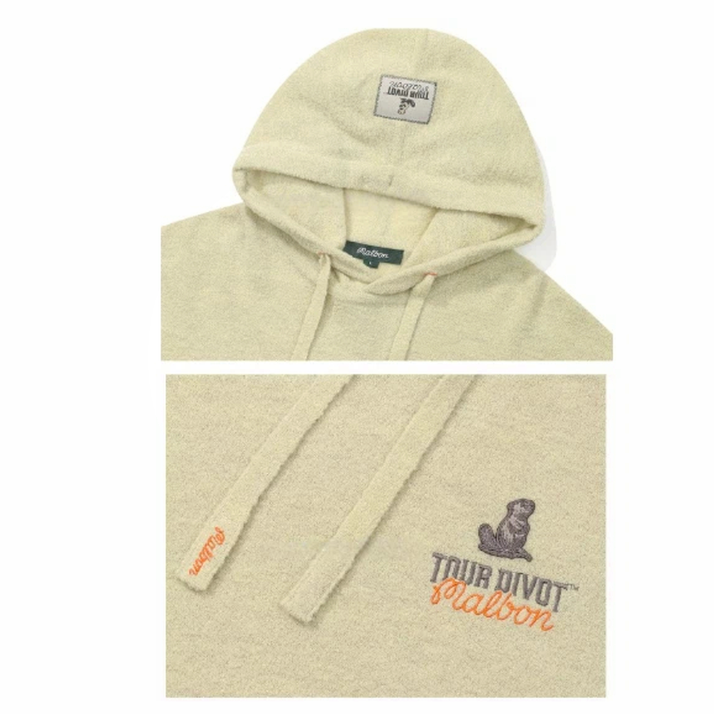 Malbon Studio Seoul Tour Divot Hoodie Khaki golf apparel chest and hood detail
