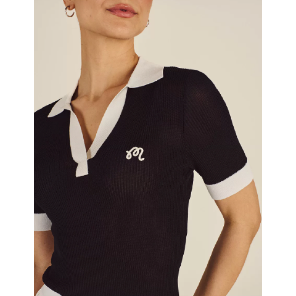 Malbon Melany Polo Black women's golf polo model-worn view