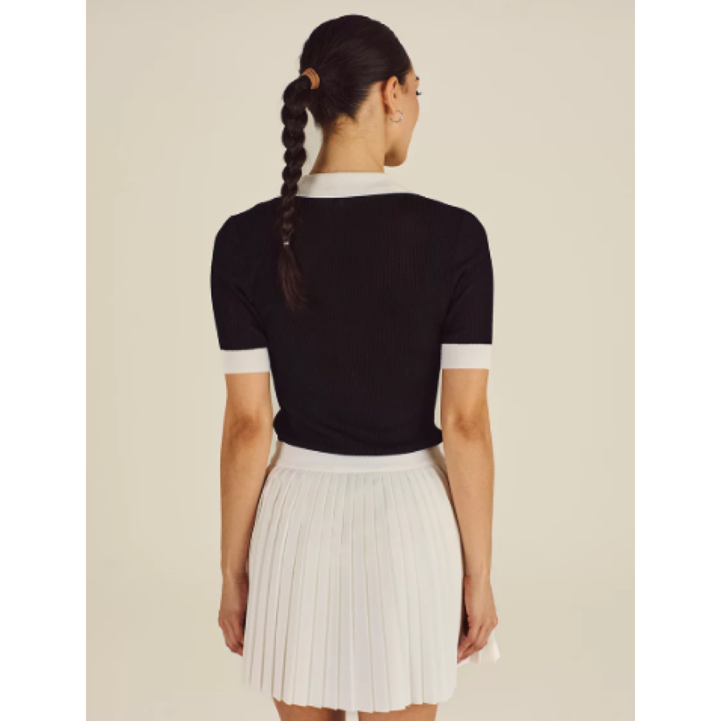 Malbon Melany Polo Black women's golf polo model-worn view