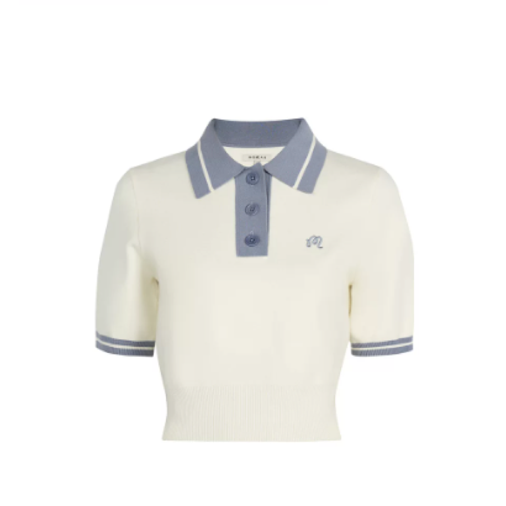 Malbon Mikaylaknit Polo White knit golf polo front view