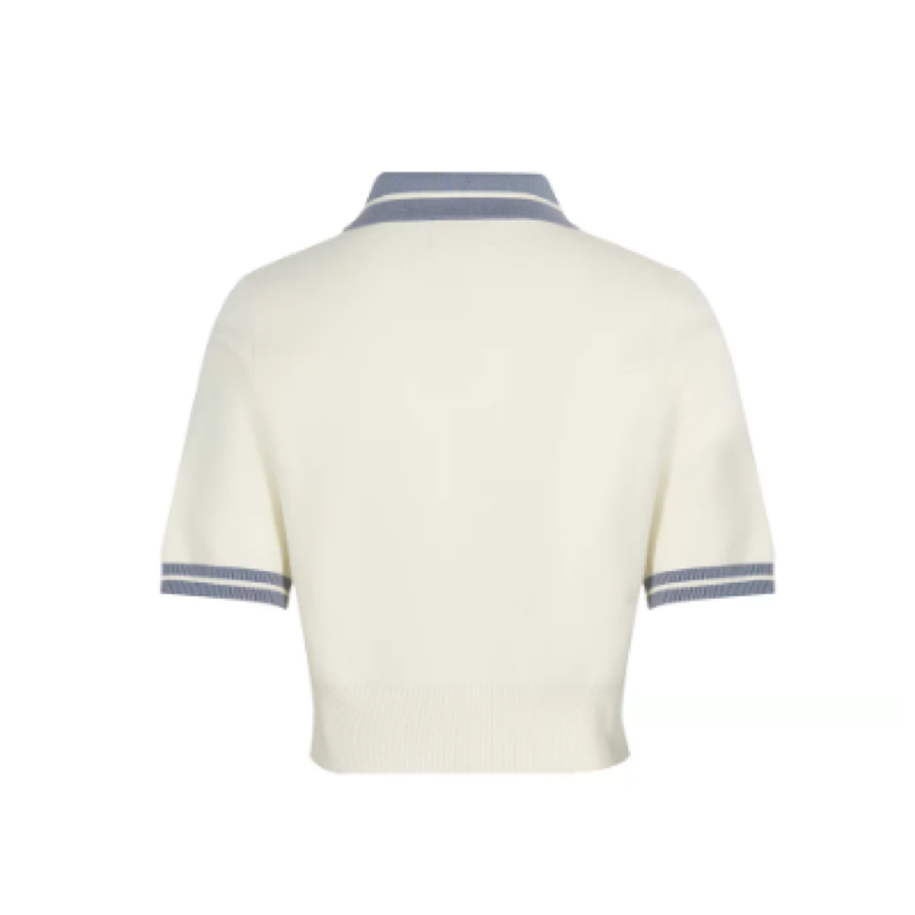 Malbon Mikaylaknit Polo White knit golf polo back view