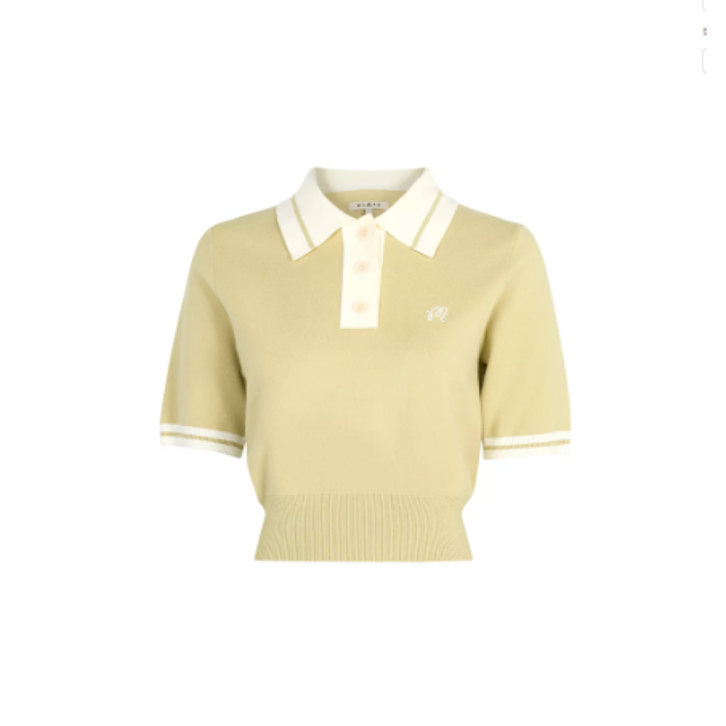 Malbon Mikaylaknit Polo Yellow knit golf polo front view