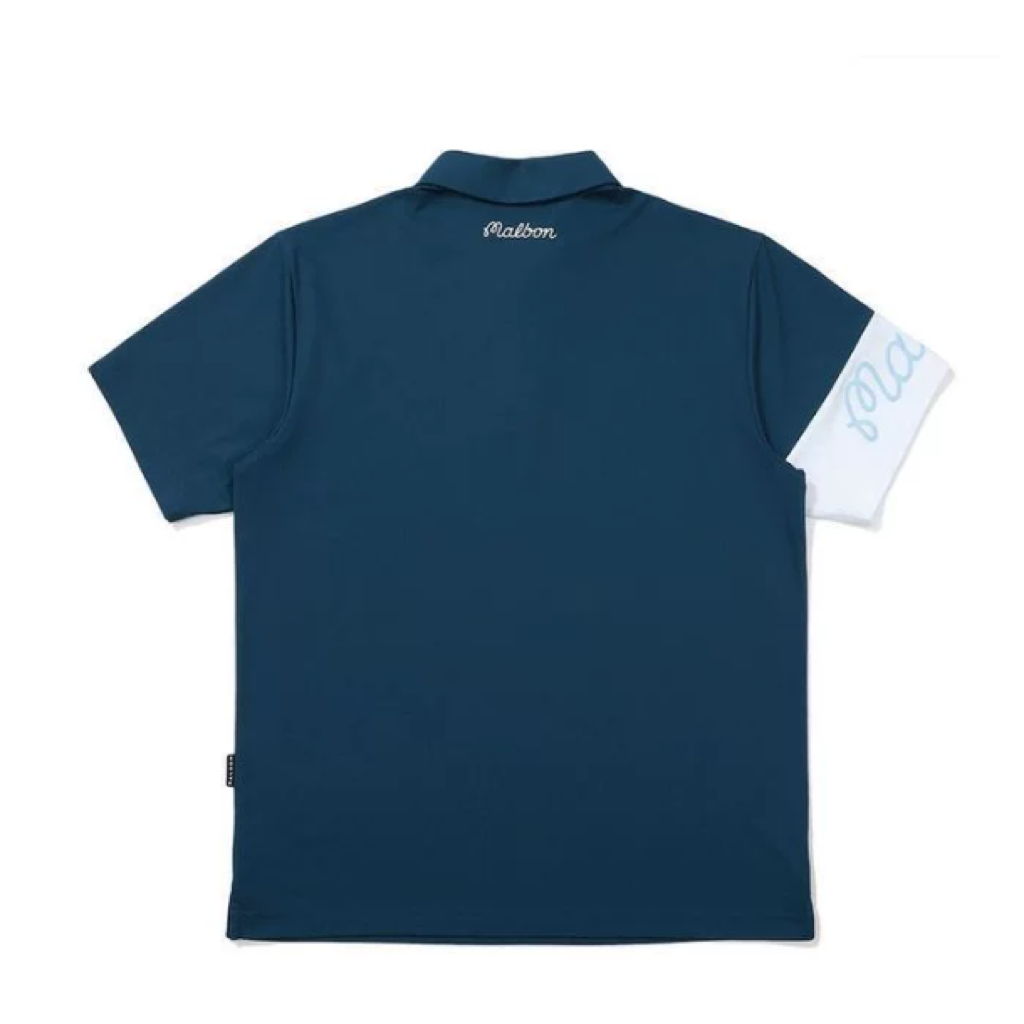 Malbon Short Sleeve Golf Polo Dark Blue men's golf polo back view