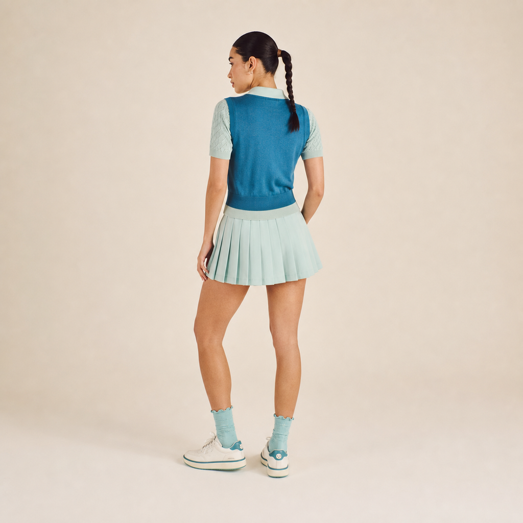 Malbon Veronica Polo AEGEAN BLUE / SURF SPRAY women's golf polo detail view